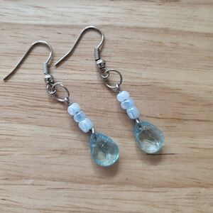 Blue beaded dangle earrings